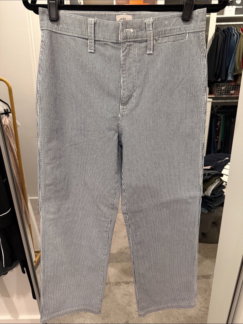 J. Crew Women's Blue & White Pinstripe Straight Jeans
